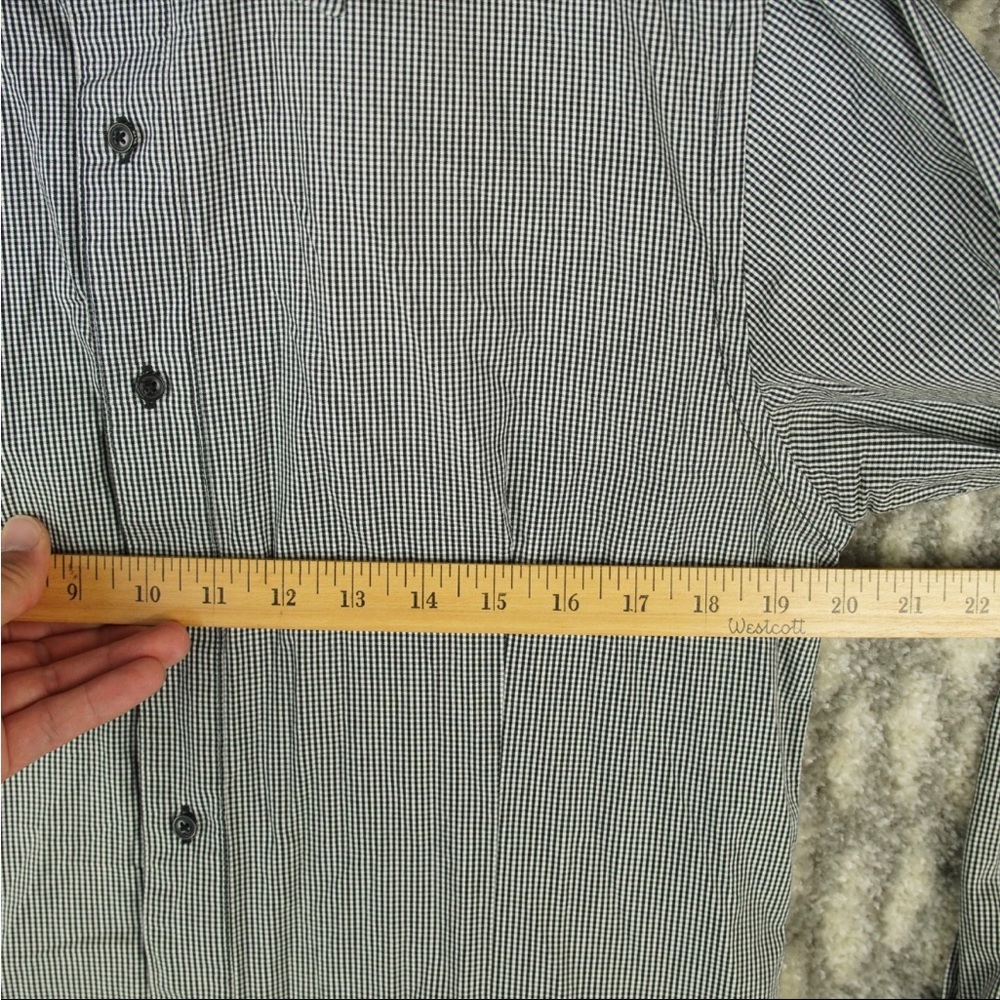 Adidas SLVR Button Up Long Sleeve Shirt Mens Large Gray Check Pattern Cotton - Picture 12 of 13